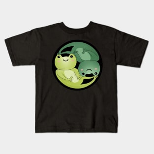 Kawaii Frog Drawing Yin Yang Balance Symbol Kids T-Shirt